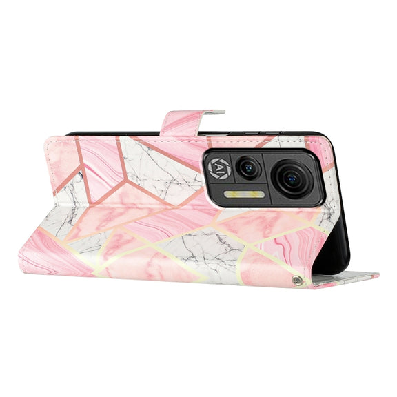 For Ulefone Note 14 Colored Drawing Leather Phone Case(Pink Marble)