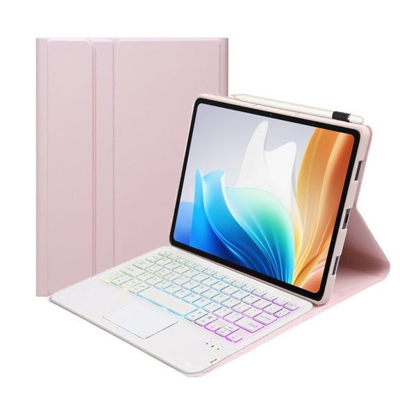 For OnePlus Pad Go / OPPO Pad Air2 / Neo OP14-AS TPU Ultra-thin Detachable Backlight Bluetooth Keyboard Leather Case with Touchpad(Pink)
