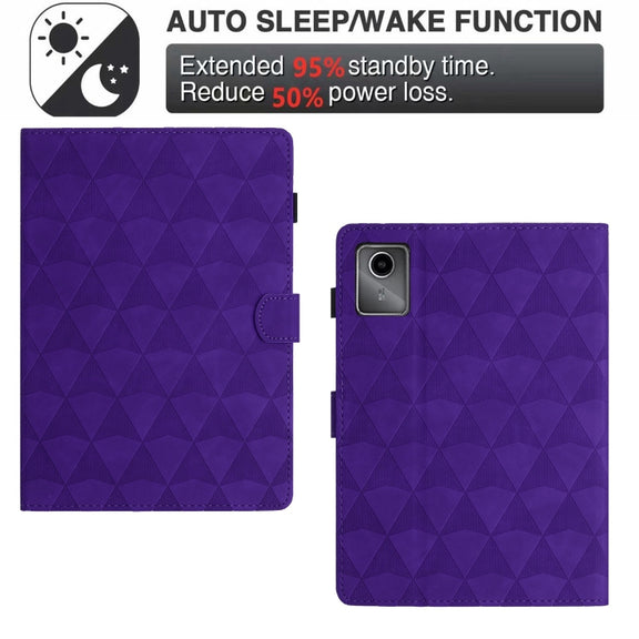 For Lenovo Tab M11/Xiaoxin Pad 11 2024 Diamond Texture Embossed Leather Smart Tablet Case(Purple)