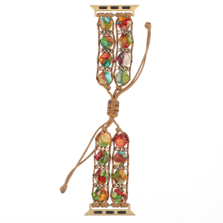 For Apple Watch SE 2023 44mm Hexagonal Stones Drawstring Chain Watch Band(Colorful) - Watch Bands by PMC TechLife | Online Shopping South Africa | PMC TechLife