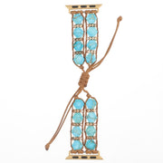 For Apple Watch Series 9 45mm Hexagonal Stones Drawstring Chain Watch Band(Blue)
