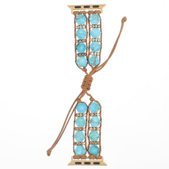 For Apple Watch Series 9 45mm Hexagonal Stones Drawstring Chain Watch Band(Blue)