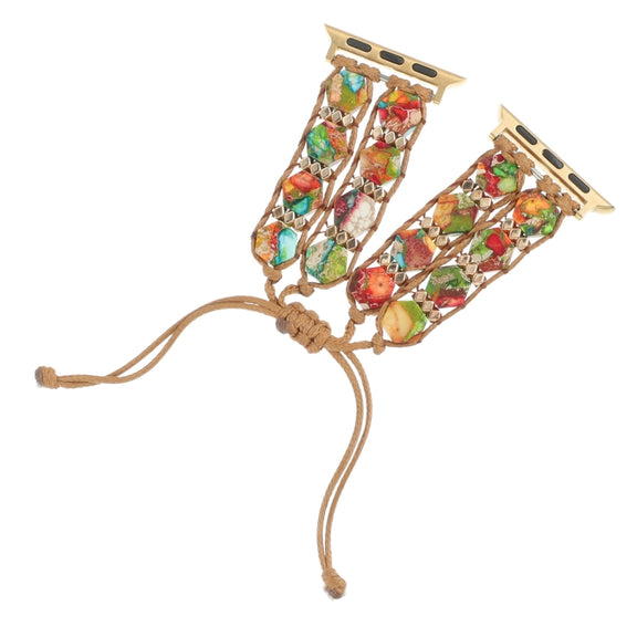 For Apple Watch Series 9 41mm Hexagonal Stones Drawstring Chain Watch Band(Colorful)