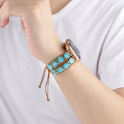 For Apple Watch Series 7 41mm Hexagonal Stones Drawstring Chain Watch Band(Blue)