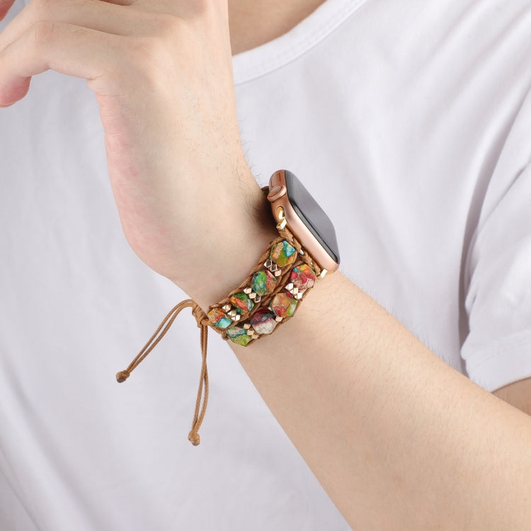 For Apple Watch Series 4 40mm Hexagonal Stones Drawstring Chain Watch Band(Colorful) - Watch Bands by PMC TechLife | Online Shopping South Africa | PMC TechLife