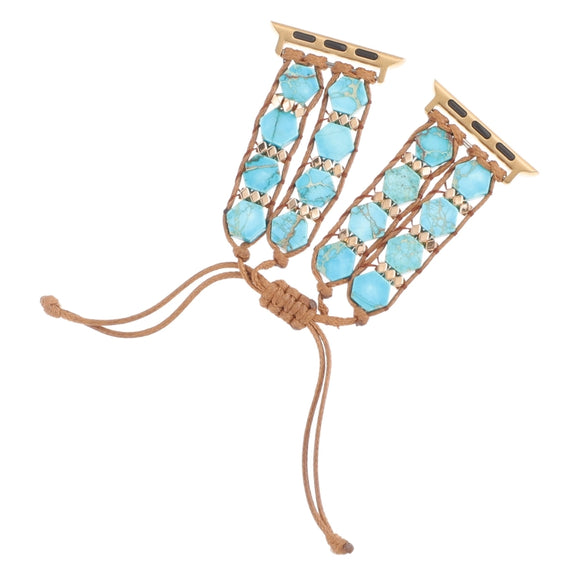 For Apple Watch Series 4 40mm Hexagonal Stones Drawstring Chain Watch Band(Blue)