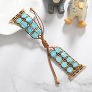 For Apple Watch Series 2 38mm Hexagonal Stones Drawstring Chain Watch Band(Blue)