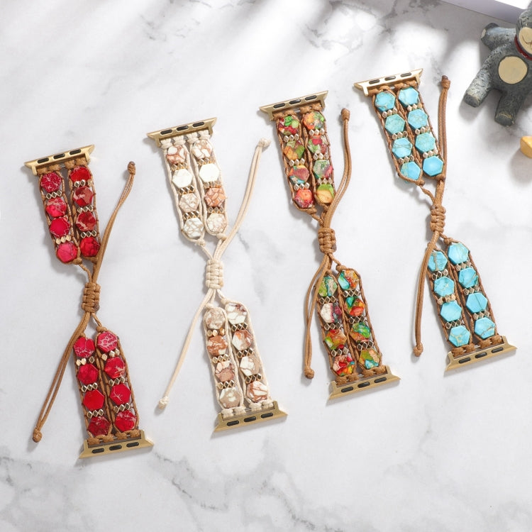 For Apple Watch Series 7 45mm Hexagonal Stones Drawstring Chain Watch Band(Colorful) - Watch Bands by PMC TechLife | Online Shopping South Africa | PMC TechLife