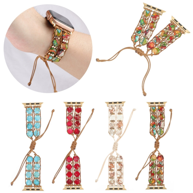 For Apple Watch Series 3 38mm Hexagonal Stones Drawstring Chain Watch Band(Colorful) - Watch Bands by PMC TechLife | Online Shopping South Africa | PMC TechLife