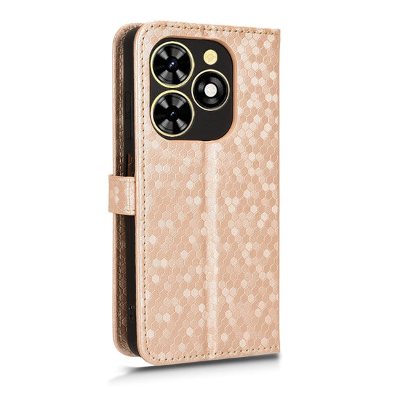 For Tecno Spark Go 2024 / Spark 20C Honeycomb Dot Texture Leather Phone Case(Gold)