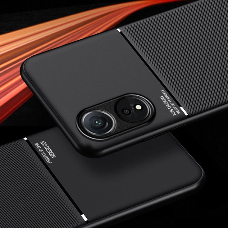 For OPPO A78 4G Classic Tilt Strip Grain Magnetic Shockproof PC + TPU Phone Case(Black) - OPPO Cases by PMC TechLife | Online Shopping South Africa | PMC TechLife