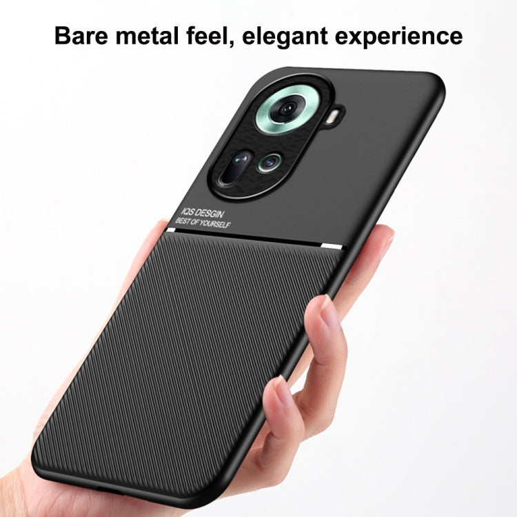 For OPPO Reno11 5G Global Classic Tilt Strip Grain Magnetic PC Hybrid TPU Phone Case(Blue) - OPPO Cases by PMC TechLife | Online Shopping South Africa | PMC TechLife | Buy Now Pay Later Mobicred