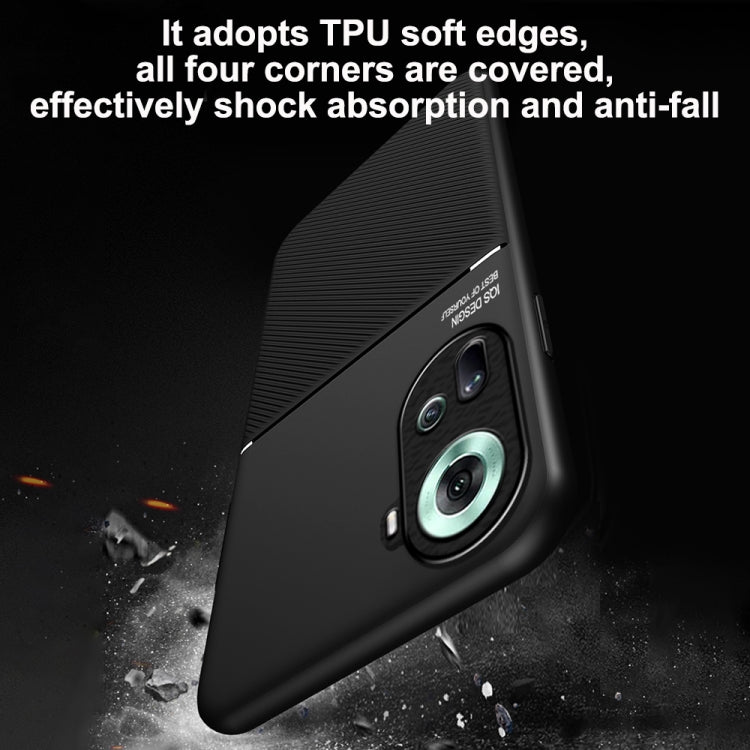 For OPPO Reno11 5G Global Classic Tilt Strip Grain Magnetic PC Hybrid TPU Phone Case(Blue) - OPPO Cases by PMC TechLife | Online Shopping South Africa | PMC TechLife | Buy Now Pay Later Mobicred