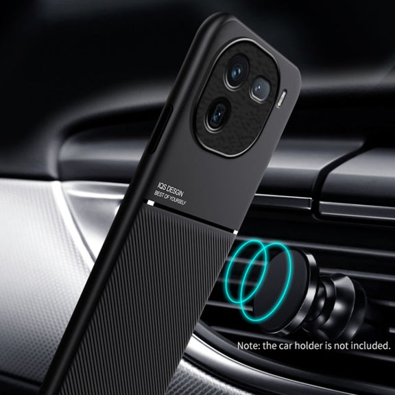 For vivo iQOO 12 Pro Classic Tilt Strip Grain Magnetic Shockproof PC + TPU Phone Case(Black)