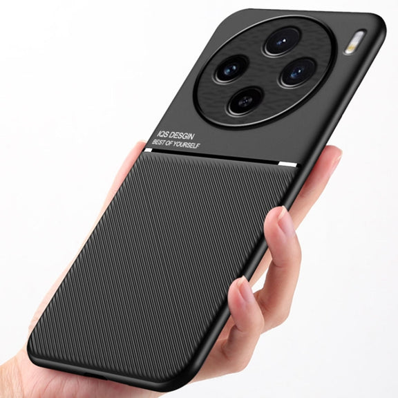 For vivo X100 Classic Tilt Strip Grain Magnetic Shockproof PC + TPU Phone Case(Red)