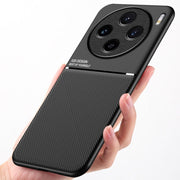 For vivo X100 Pro Classic Tilt Strip Grain Magnetic Shockproof PC + TPU Phone Case(Blue)