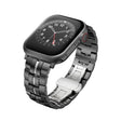For Apple Watch 42mm Butterfly Buckle 5-Beads Metal Watch Band(Black Silver) - Watch Bands by PMC TechLife | Online Shopping South Africa | PMC TechLife