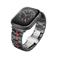 For Apple Watch 38mm Butterfly Buckle 5-Beads Metal Watch Band(Black Red) - Watch Bands by PMC TechLife | Online Shopping South Africa | PMC TechLife