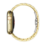 For Apple Watch 38mm Butterfly Buckle 5-Beads Metal Watch Band(Silver White)