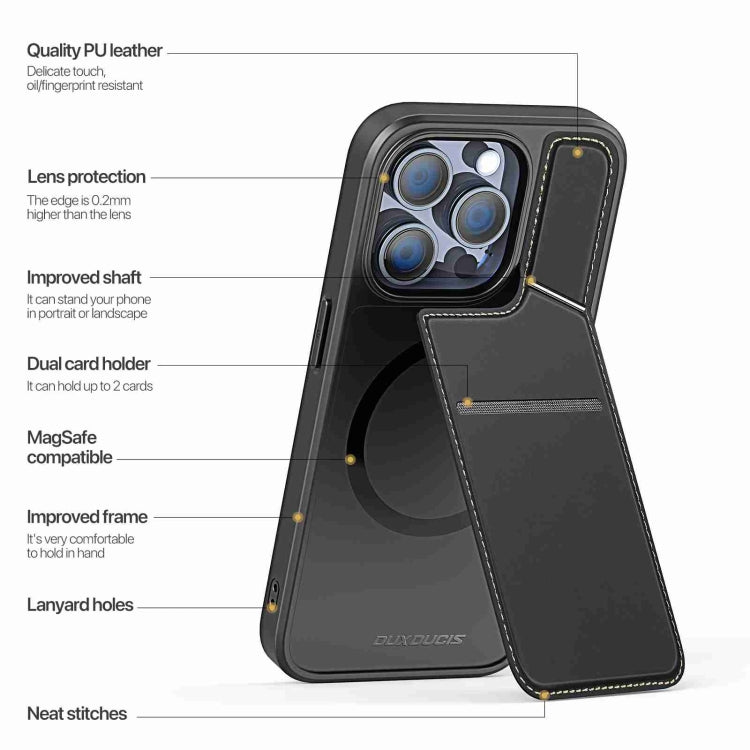 For iPhone 15 Pro Max DUX DUCIS Rafi II Series MagSafe Magnetic Holder RFID Phone Case(Black)