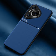 For Huawei Pura 70 Classic Tilt Strip Grain Magnetic PC Hybrid TPU Phone Case(Blue)