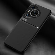 For Huawei Pura 70 Classic Tilt Strip Grain Magnetic PC Hybrid TPU Phone Case(Black)