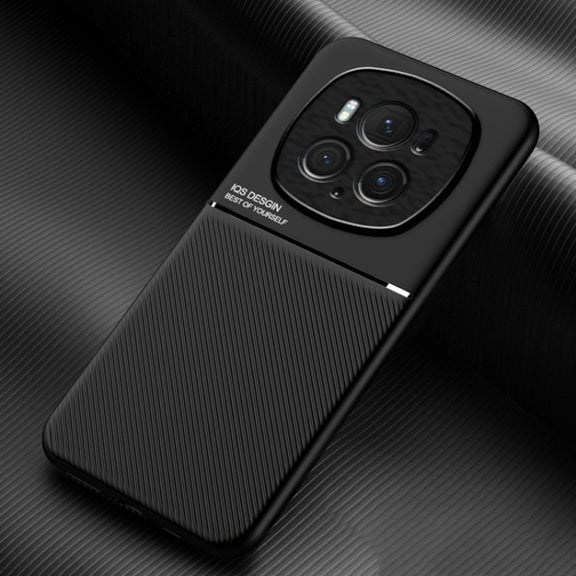 For Honor Magic6 Pro Classic Tilt Strip Grain Magnetic PC Hybrid TPU Phone Case(Black)