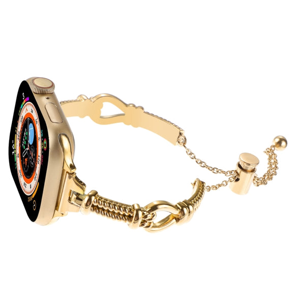 For Apple Watch Ultra 2 49mm Twist Metal Bracelet Chain Watch Band(Gold)