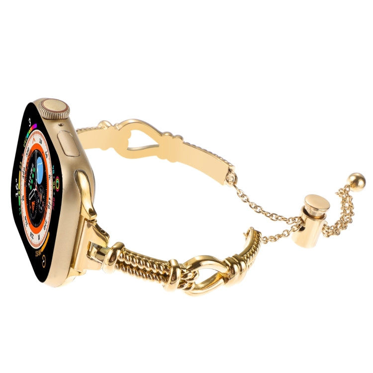 For Apple Watch Ultra 2 49mm Twist Metal Bracelet Chain Watch Band(Gold)