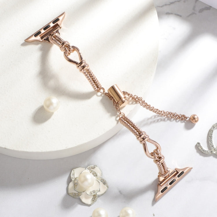 For Apple Watch Ultra 2 49mm Twist Metal Bracelet Chain Watch Band(Rose Gold) - Watch Bands by PMC TechLife | Online Shopping South Africa | PMC TechLife