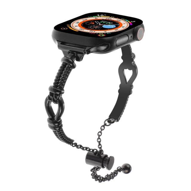 For Apple Watch Ultra 49mm Twist Metal Bracelet Chain Watch Band(Black)