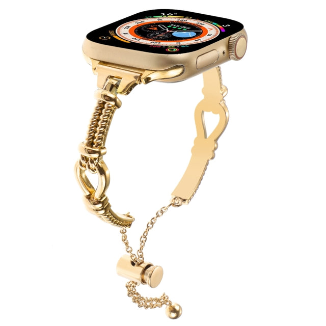 For Apple Watch Ultra 49mm Twist Metal Bracelet Chain Watch Band(Gold)