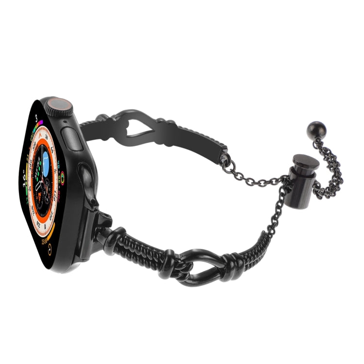 For Apple Watch Series 7 45mm Twist Metal Bracelet Chain Watch Band(Black) - Watch Bands by PMC TechLife | Online Shopping South Africa | PMC TechLife