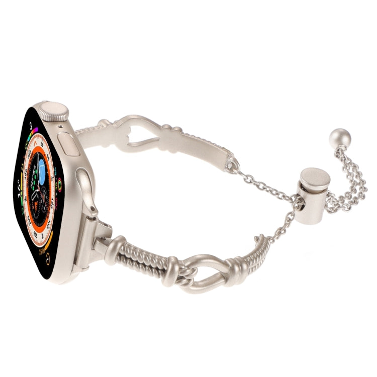 For Apple Watch Series 7 45mm Twist Metal Bracelet Chain Watch Band(Starlight) - Watch Bands by PMC TechLife | Online Shopping South Africa | PMC TechLife
