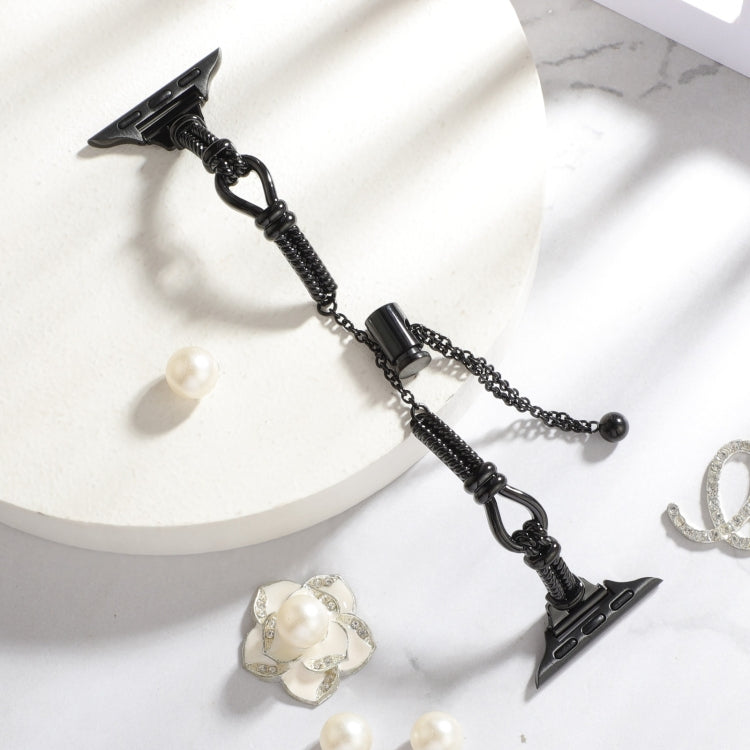 For Apple Watch Series 3 38mm Twist Metal Bracelet Chain Watch Band(Black) - Watch Bands by PMC TechLife | Online Shopping South Africa | PMC TechLife