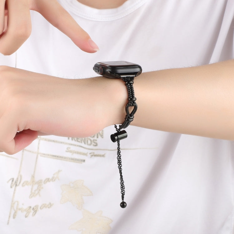 For Apple Watch 38mm Twist Metal Bracelet Chain Watch Band(Black) - Watch Bands by PMC TechLife | Online Shopping South Africa | PMC TechLife | Buy Now Pay Later Mobicred