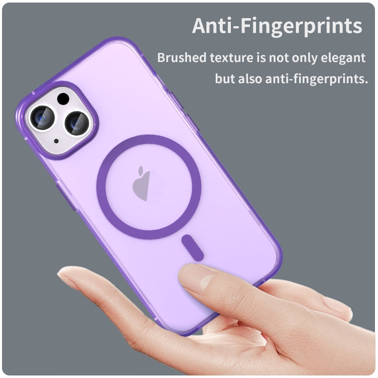 For iPhone 14 MagSafe Frosted Translucent TPU + PC Full Coverage Phone Case(Dark Purple) - iPhone 14 Cases by PMC TechLife | Online Shopping South Africa | PMC TechLife