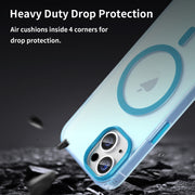 For iPhone 14 Plus MagSafe Frosted Translucent TPU + PC Full Coverage Phone Case(Blue)