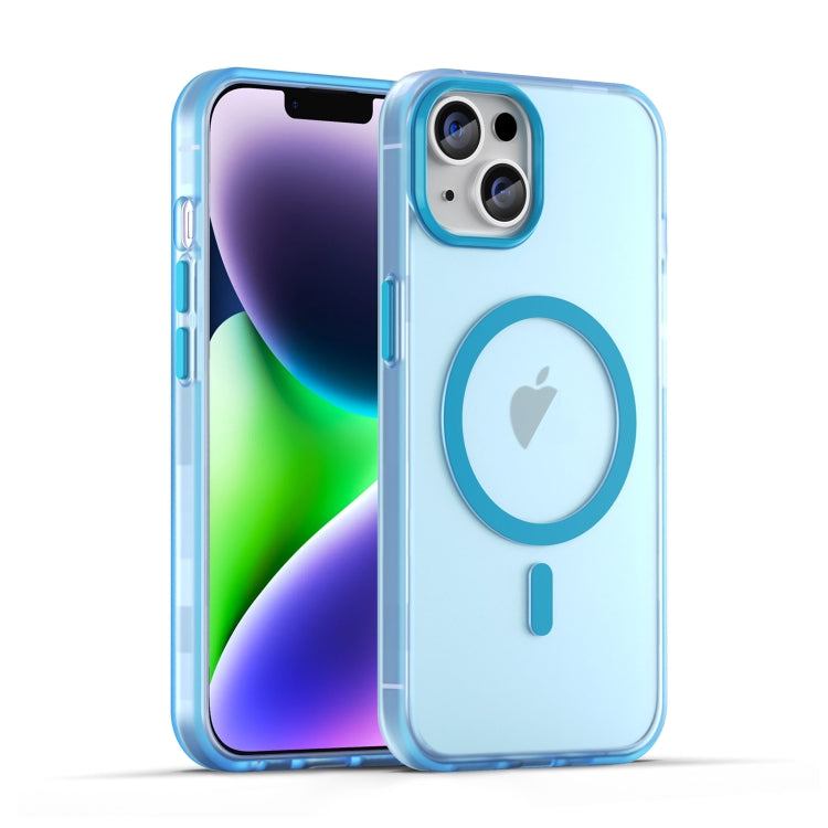 For iPhone 15 MagSafe Frosted Translucent TPU + PC Full Coverage Phone Case(Blue) - iPhone 15 Cases by PMC TechLife | Online Shopping South Africa | PMC TechLife