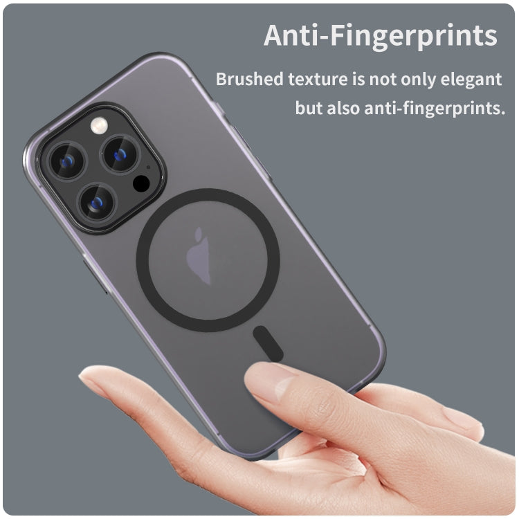 For iPhone 15 Pro MagSafe Frosted Translucent TPU + PC Full Coverage Phone Case(Black)