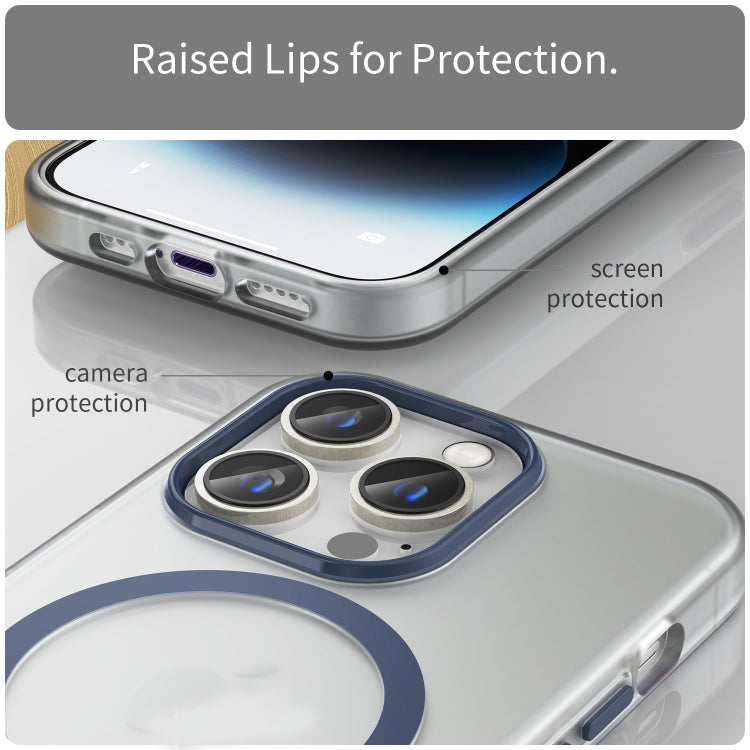 For iPhone 15 Pro MagSafe Frosted Translucent TPU + PC Full Coverage Phone Case(Dark Blue) - iPhone 15 Pro Cases by PMC TechLife | Online Shopping South Africa | PMC TechLife | Buy Now Pay Later Mobicred
