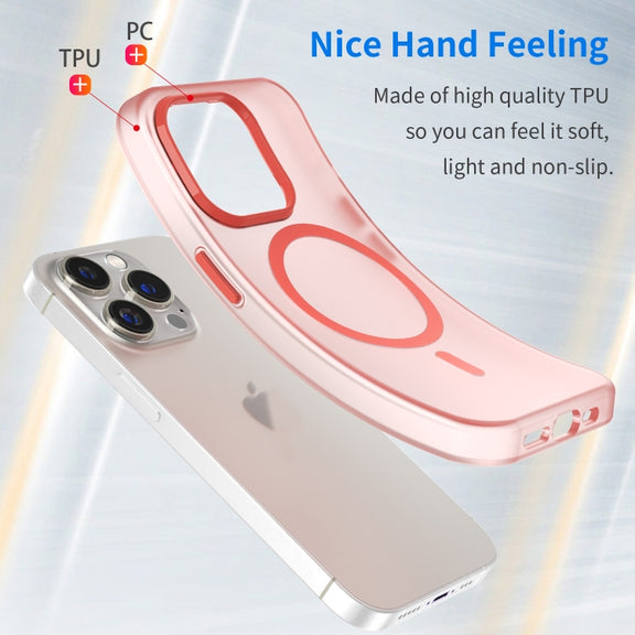 For iPhone 15 Pro MagSafe Frosted Translucent TPU + PC Full Coverage Phone Case(Red)