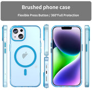 For iPhone 16 MagSafe Frosted Translucent TPU + PC Full Coverage Phone Case(Blue)