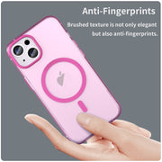 For iPhone 16 MagSafe Frosted Translucent TPU + PC Full Coverage Phone Case(Pink)