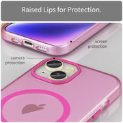 For iPhone 16 MagSafe Frosted Translucent TPU + PC Full Coverage Phone Case(Pink)