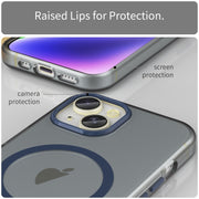 For iPhone 16 Plus MagSafe Frosted Translucent TPU + PC Full Coverage Phone Case(Dark Blue)