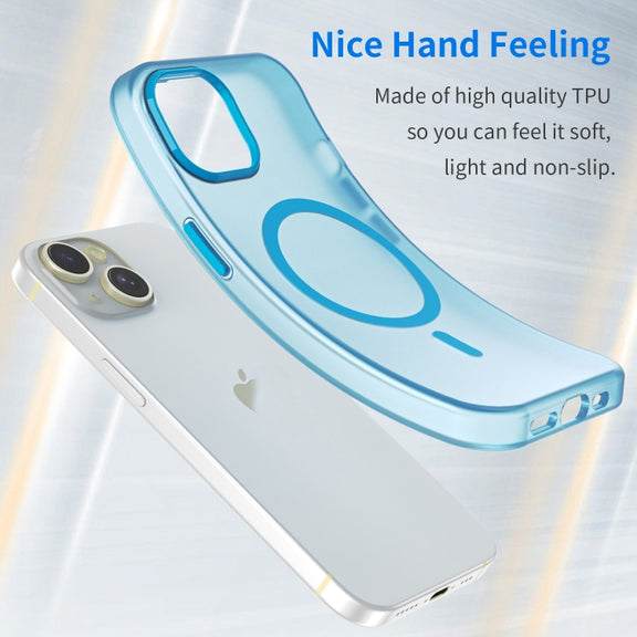 For iPhone 16 Plus MagSafe Frosted Translucent TPU + PC Full Coverage Phone Case(Blue)
