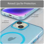 For iPhone 16 Plus MagSafe Frosted Translucent TPU + PC Full Coverage Phone Case(Blue)