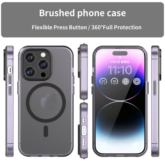 For iPhone 16 Pro Max MagSafe Frosted Translucent TPU + PC Full Coverage Phone Case(Black)