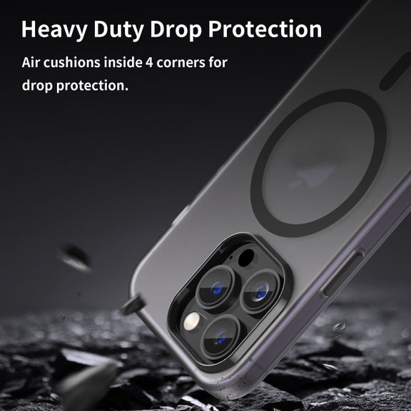 For iPhone 16 Pro Max MagSafe Frosted Translucent TPU + PC Full Coverage Phone Case(Black)